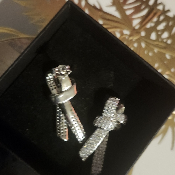 Micro Pave Bowknot Moissanite Diamond Earrings - Picture 9 of 12